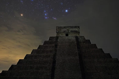 Wallpapers Night, Mexico, Temple, Chichen Itza, Orion ...