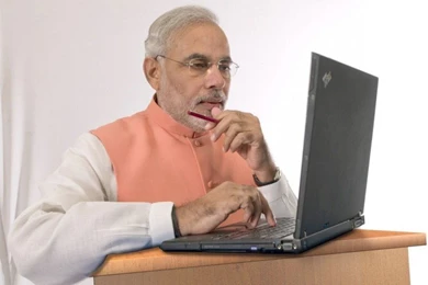 Narendra modi with laptop hd wallpapers