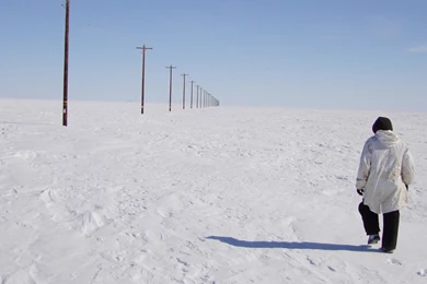 Download Wallpapers 2560x1024 Tundra, People, Snow, Footprints Dual ...