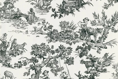 Brewster 428 6581 Ink Black White Neutral Pastoral Toile Wallpapers ...