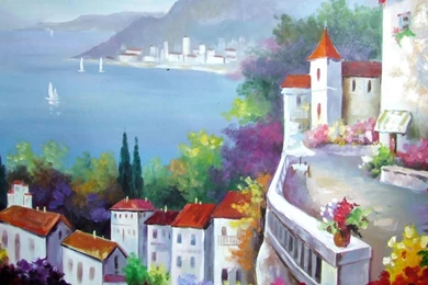 Boats Ships City Artwork Art Widescreen Hd Wallpapers   (