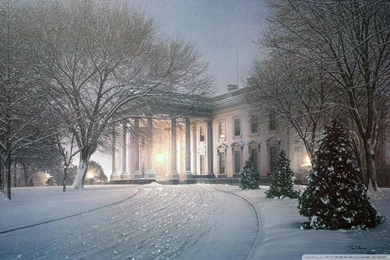 White House Winter Painting HD Desktop Wallpapers : High Definition ...