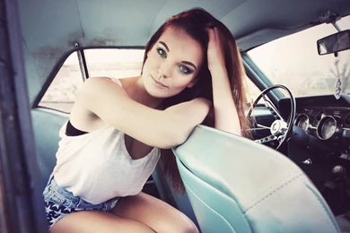 Lovely Girl Model Ford Mustang Car