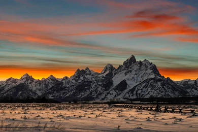 Sunset Highlights Above The Grand Tetons. Widescreen Wallpapers ...