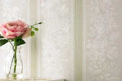 Floral Stripe Green Shimmer Wallpapers