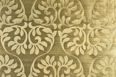 Decowunder Wallpapers Non woven Sisal Wallpapers Leaf Gold Green ...