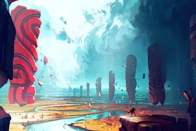 Painted, Wallpaper, , , Fog, On, Lake, Widescreen Images, Artwork ...