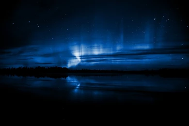 Other: Blue Aurora Forces Lake Sky Nature Clear Forest Reflection ...