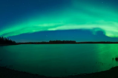 Aurora Borealis Blue Green Lake Wallpapers