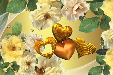 Yellow Roses Gold Hearts >> HD Wallpaper, Get It Now!