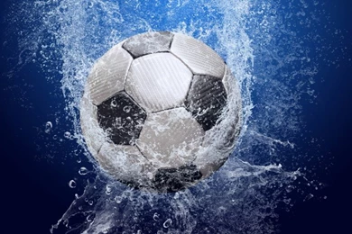 Soccer Ball Splash Inside Blue Water   Free Stock Photo And Wallpapers