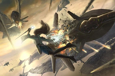 Fantasy Defence Woman Defending Against Spaceships Spaceship HD ...