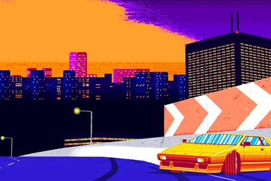 8 Bit, Sunset, City, Freeway, Lamborghini Wallpapers HD / Desktop ...