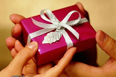 Christmas Present Photo With Hands Holding Present Box 15 ...