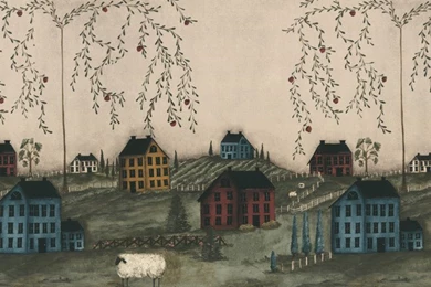 Mural Portfolio II Folk Art Chair Rail 15' X 20.5" Scenic Border ...