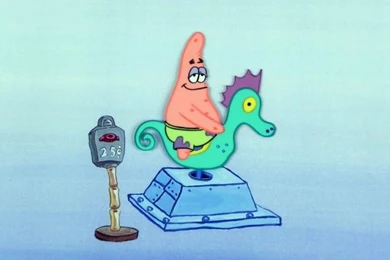 Orig SpongeBob Animation Cel & Backgrounds Patrick Ride