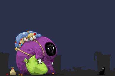 Creepy Purple Holiday Alley Man With Trash Desktop Wallpapers ...