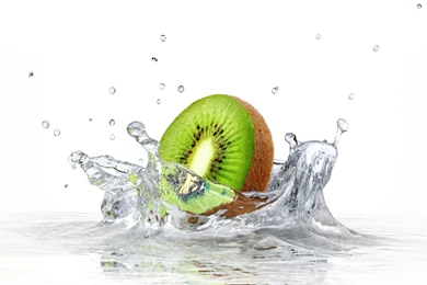 Download Wallpapers White Background, Kiwi, Spray, Water, White ...
