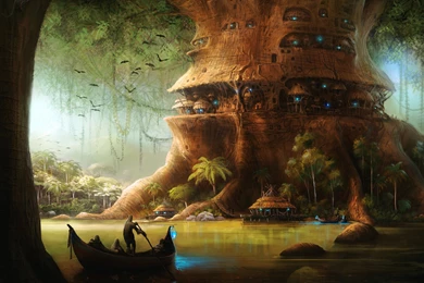 Wallpapers Elf Lake Tree House In The Forest 3480x2160