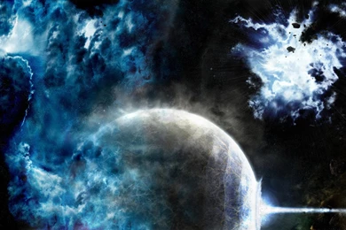 Blue Outer Space Planets Stars Wallpapers (