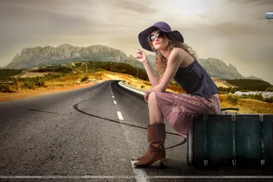 Wallpapers Lonely Girl Traveller 1920x1080