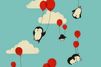 Penguin Balloon Retro Wallpapers   @mobile9