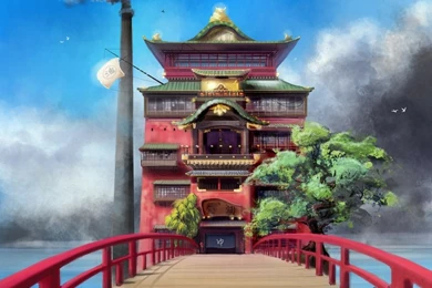 Japan Hayao Miyazaki Trees Spirited Away Bathroom Houses Spirit ...