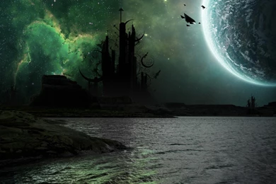 Moon Alien Landscapes Artistic Castles Fantasy Art Wallpapers