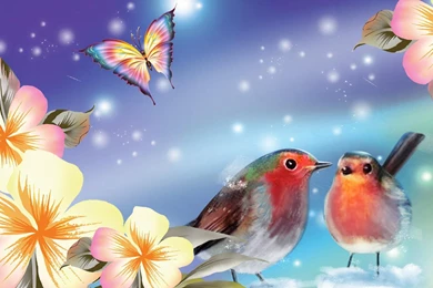 Birds Butterflies Blossoms   (