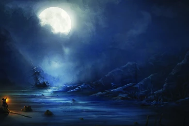 Assassin's Creed 3 Sea Night Moon Ship People Wallpapers ...