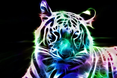 Cats: Beautiful Fractal White Tiger Colorful Fantasy HD Backgrounds ...