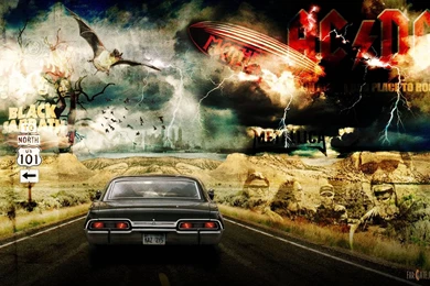 Wallpapers Chevy Impala Black Road Desert Chevrolet Supernatural ...