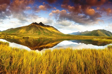 Scenery Canada Lake Mountains Sky Tombstone Territorial Park Yukon ...