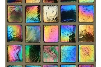 Multi Colored Iridescent Glass Tile Wallpapers ($100) ❤ Liked On ...