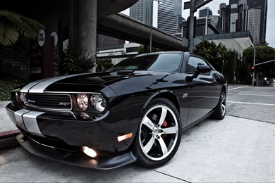 Wallpapers Black And Grey Dodge Challenger Srt City Front Left On ...