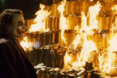 The Dark Knight The Joker Fire Money Wallpapers   (