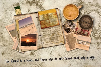 Wallpapers Blue Yellow Flag Traveler Brush Coffe Compas Polaroid ...