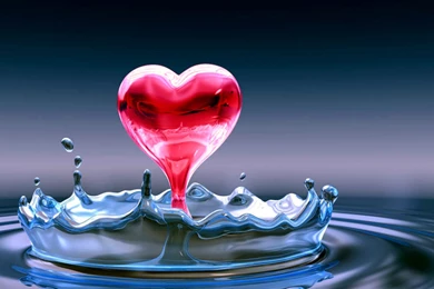 Blue Water And A Pink Love Heart Wallpapers   1440x900   226428