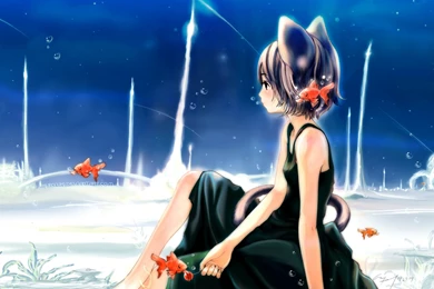 Download Wallpapers 3840x2400 Neko   Girls, Girl, Fish, Sea Ultra ...