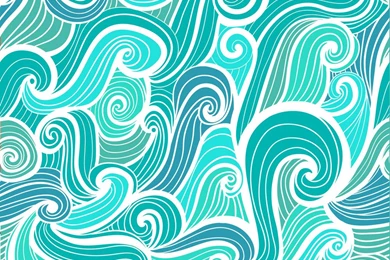 AQUA ABSTRACT WAVES   Peel & Stick Wallpapers