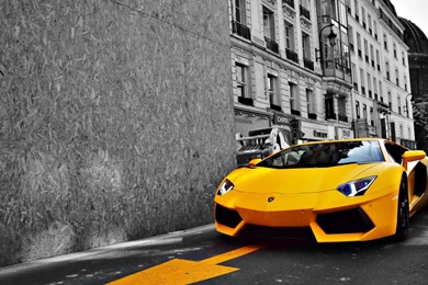 Black And White Cars Lamborghini Roads Aventador Yellow Wallpapers ...
