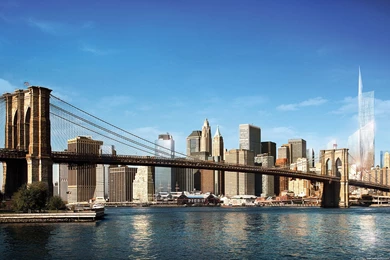 Wallpapers New York Freedom Tower Cities Brooklyn Bridge 1920x1080 ...