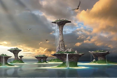 Beautiful Scene Of Fantasy Island Cities Wallpapers