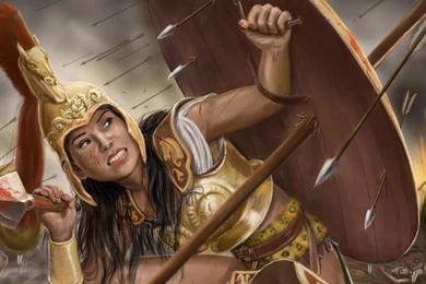 Spartan Warrior Girl Female Warrior With Helmet, Spear And Shield ...