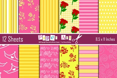 Belle Digital Papers Beauty And The Beast Inspired By PaperArtbyMC