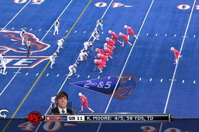 Boise State Orange Uniforms On Blue Turf
