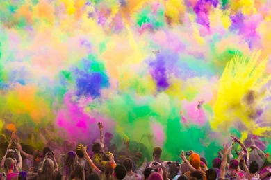 People Party With Colorful Sprays