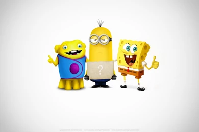 Download Wallpapers 1366x768 Spongebob, Minion, Kevin, Super Team ...