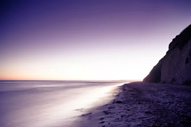 Nature Landscapes Beaches Cliff Hills Sand Tide Purple Sunrise ...