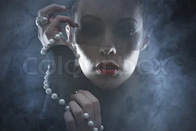 Portrait Of The Beautiful And Angry Vampire Girl Over Smoky ...